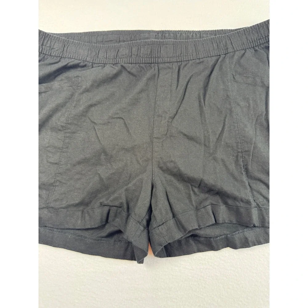 Coastal Old Navy‎ Womens XXL Shorts Black Linen Blend High Rise Elastic Waist